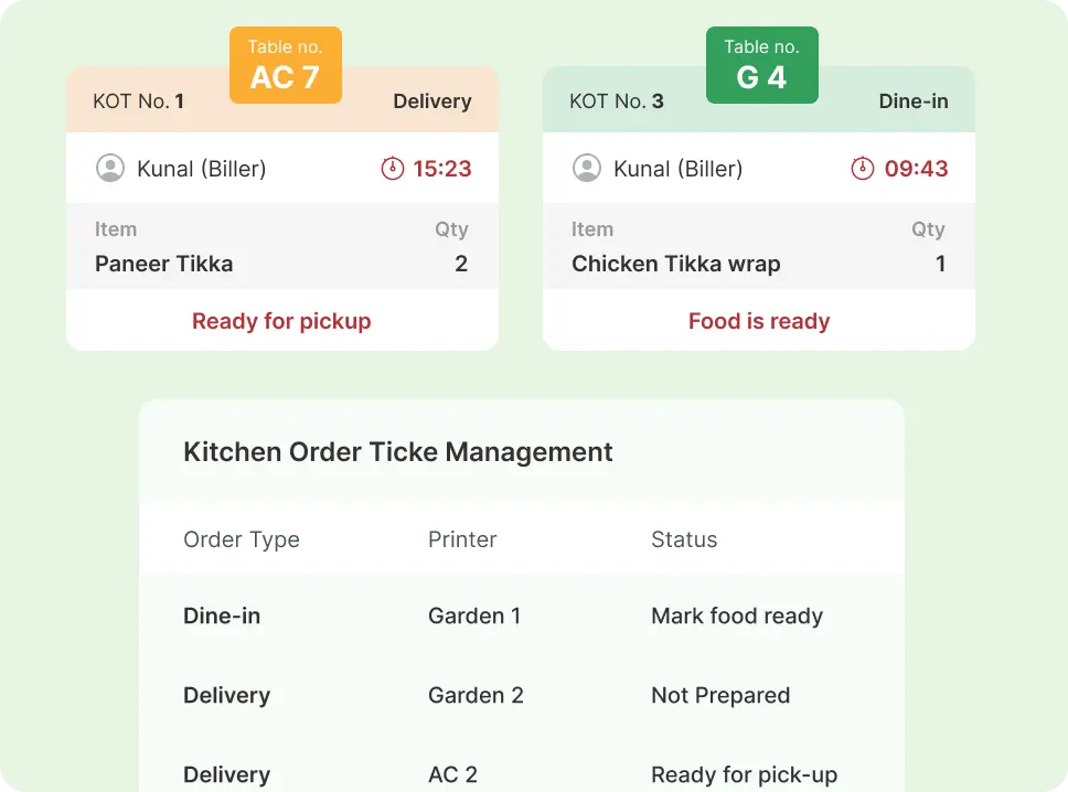 Station-wise KOT printing